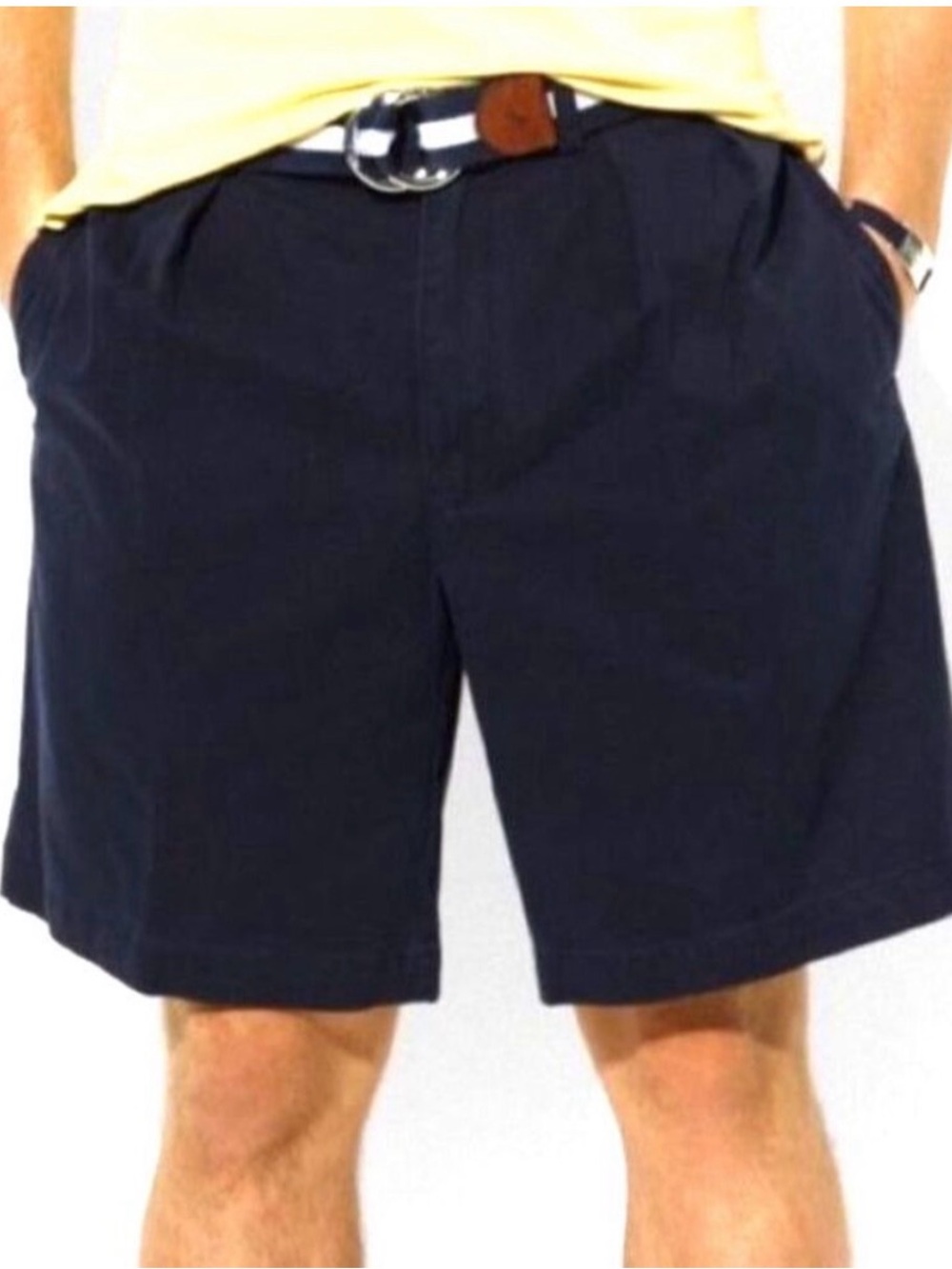 Polo Ralph Lauren Men's Tyler Navy Double Pleat Classic Chino Shorts Size 36